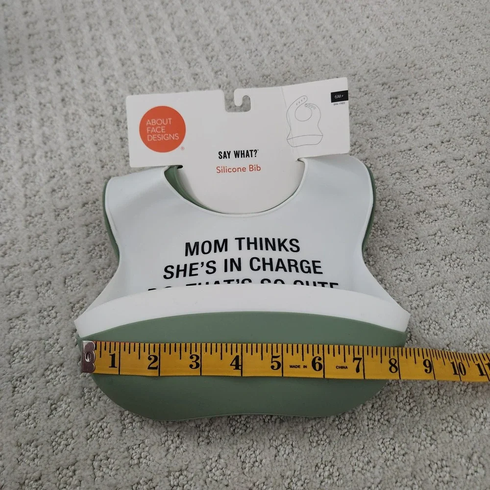 Silicone Bib Mom Thinks She's In Charge Green size 6M+ NEW